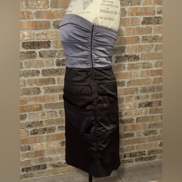 White House black market Y2K gray black color block satin bandage dress sz 4 - Picture 5 of 7